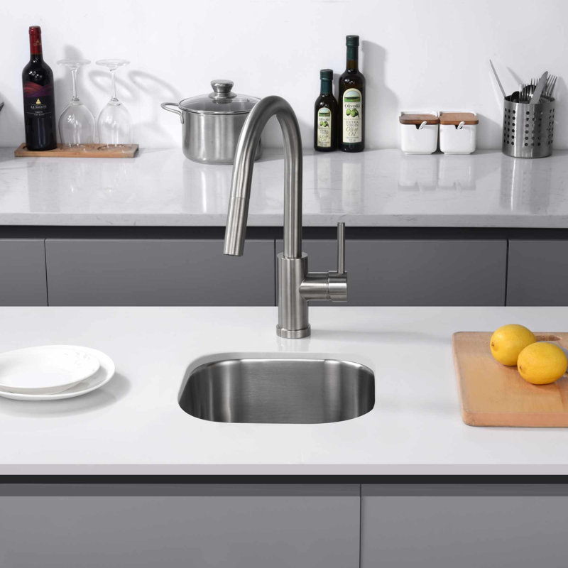 Évier de cuisine encastré à simple cuve en acier inoxydable, H 7 po x l 13 po x P 13 po