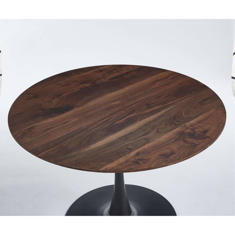 Table de salle à manger Ceballo Mid-Century pour 4 à 6 personnes, H 29 po x L 31,5 po x l 31,5 po, Chêne clair, Blanc