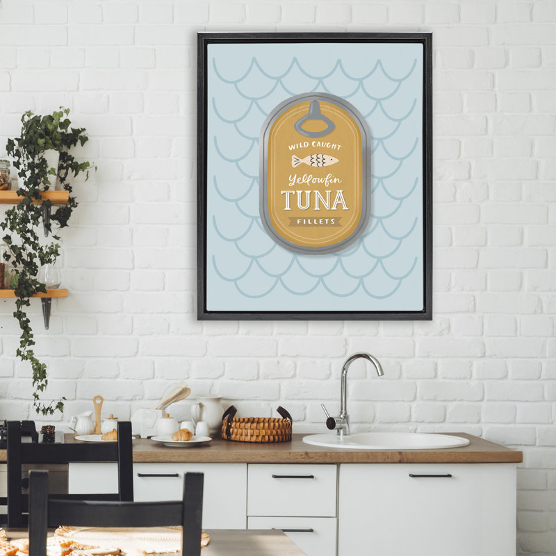 Cadre flottant Nautic Tuna Tin, design par Sandra Picco, H 31 po x l 25 po, Cadre flottant noir de jais
