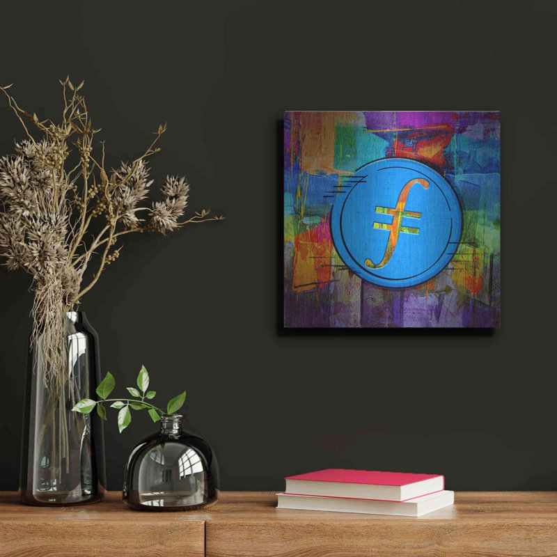 «Fil Filecoin Crypto Coin», art mural en métal, H 12 po x l 12 po