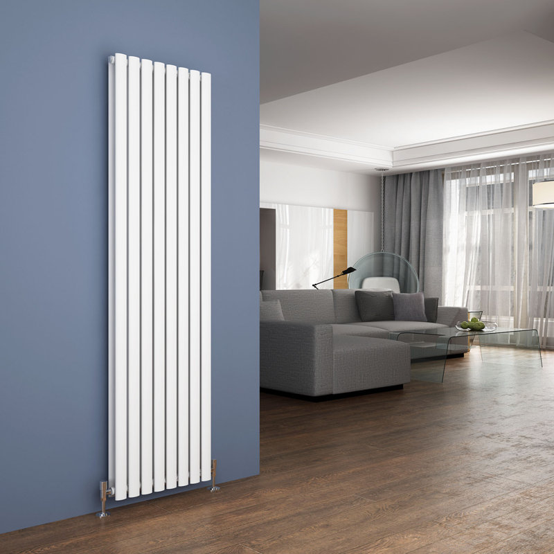 Liberty Vertical Oval Panel Radiator, White, 180cm H x 48cm W x 8.2cm D