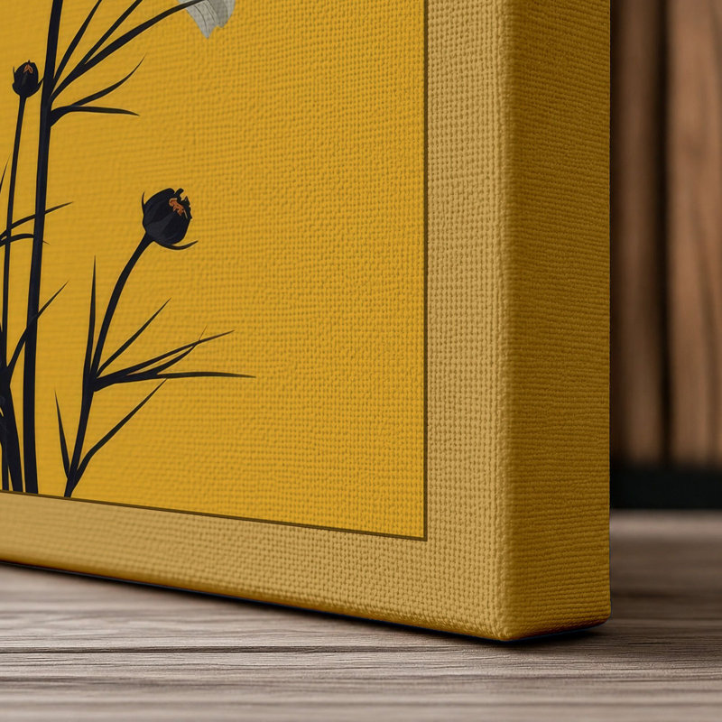 Mid-Century Bloom Botanical - Wrapped Canvas, 36x24 - 91.4 x 61.0 cm, Ochre Border