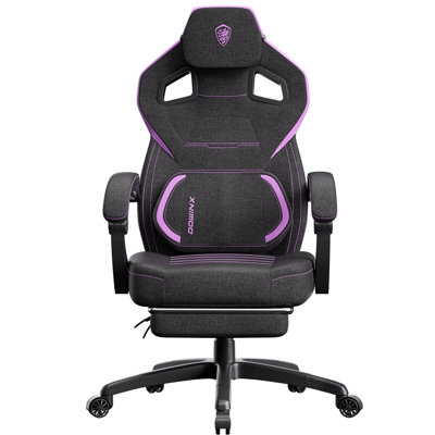 Ergonomic Fabric Gaming Chair with Adjustable Footrest & Lumbar Massage - High-Back Computer Office Chair for Adults, 300 lb Weight Capacity, Purple