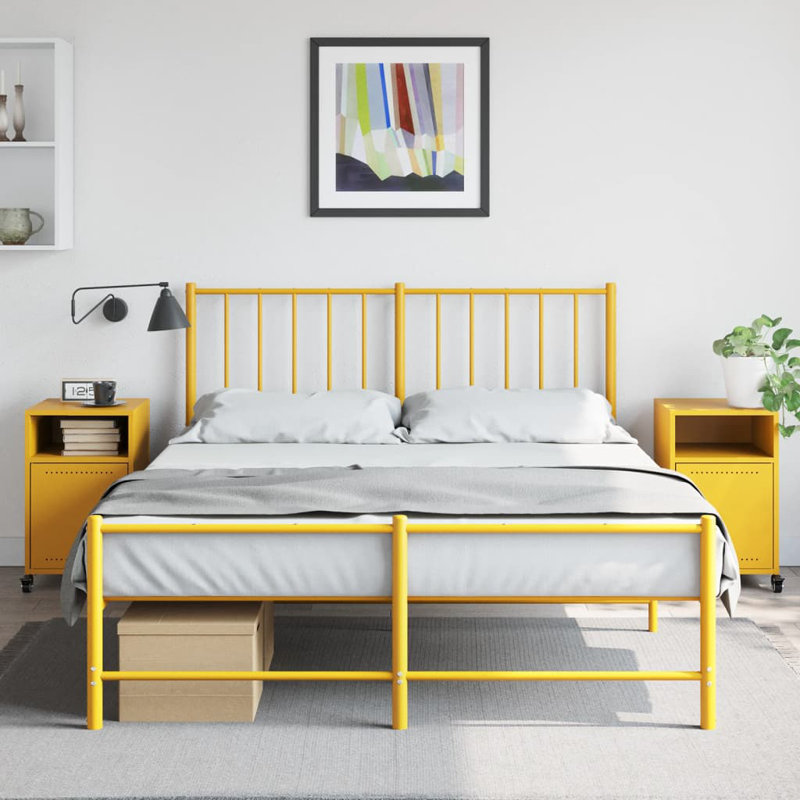 Quammen 36cm W Steel Bedside Table, Mustard Yellow