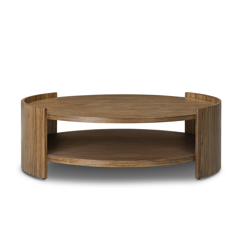 Damari Round Coffee Table-Medium Brown Limba