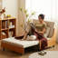 Coussin convertible 37,40 po en mélange de lin blanc cassé
