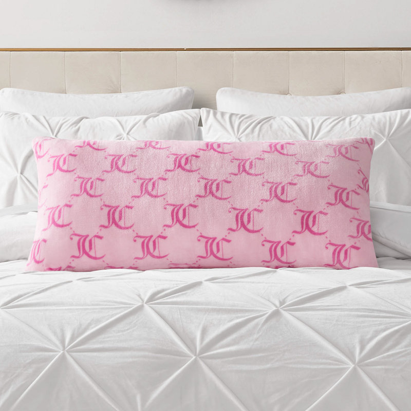 Juicy Couture Lattice Print Plush Body Pillow, Light Pink Lockup Lattice