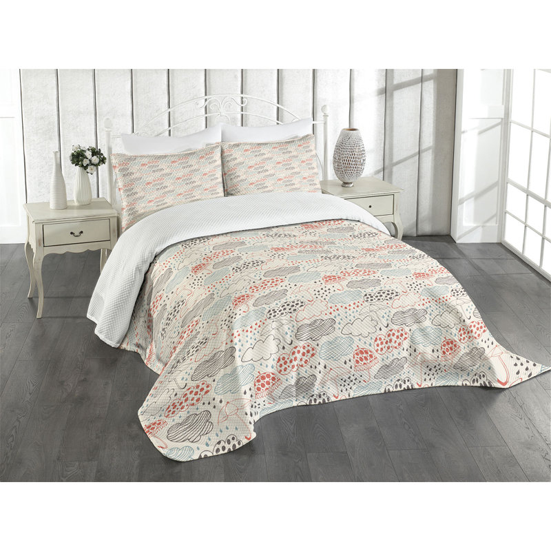 Queen White Polyester Kids Unisex Bedspread Set