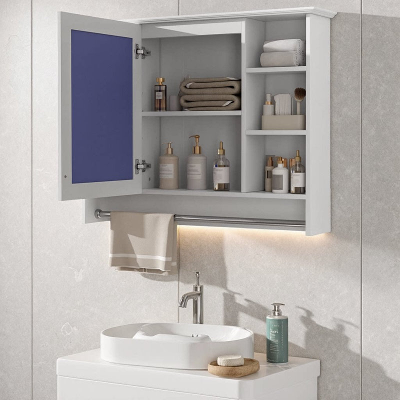 Armoire de toilette murale 36 po 3-en-1 avec tablette réglable, porte à fermeture en douceur et miroir haute définition