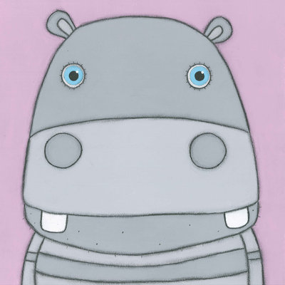 Super Animal - Hippo 1 Piece Wrapped Canvas Painting