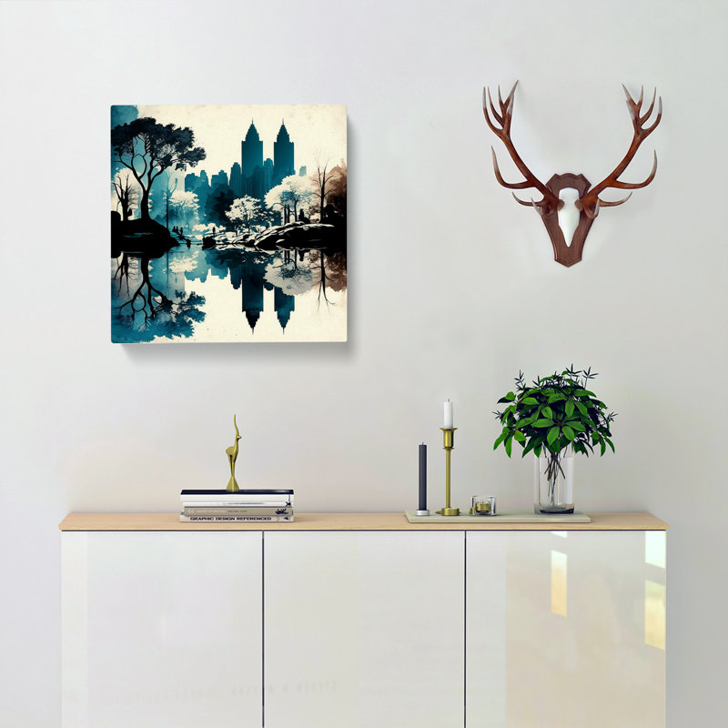 Central Park Graphic Art - Wrapped Canvas - Framed Print, 50cm H x 50cm W x 3cm D
