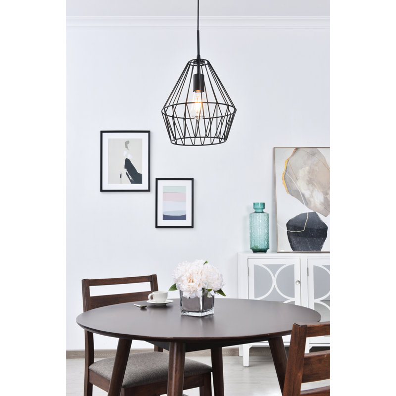 Luminaire suspendu géométrique à 1 lumière Marguez, Noir