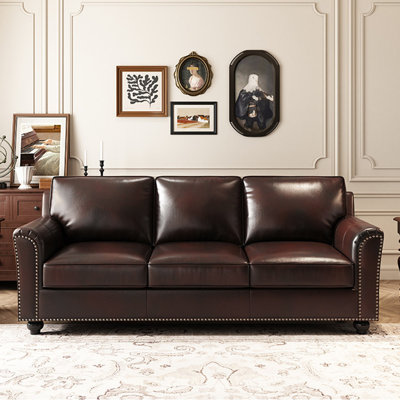 Causeuse-coussin standard en cuir véritable brun
