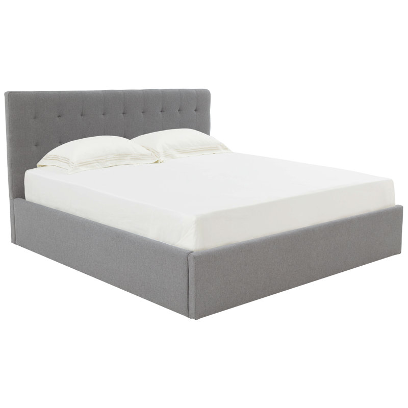 Avri Upholstered Platform Bed, King, Light Gray