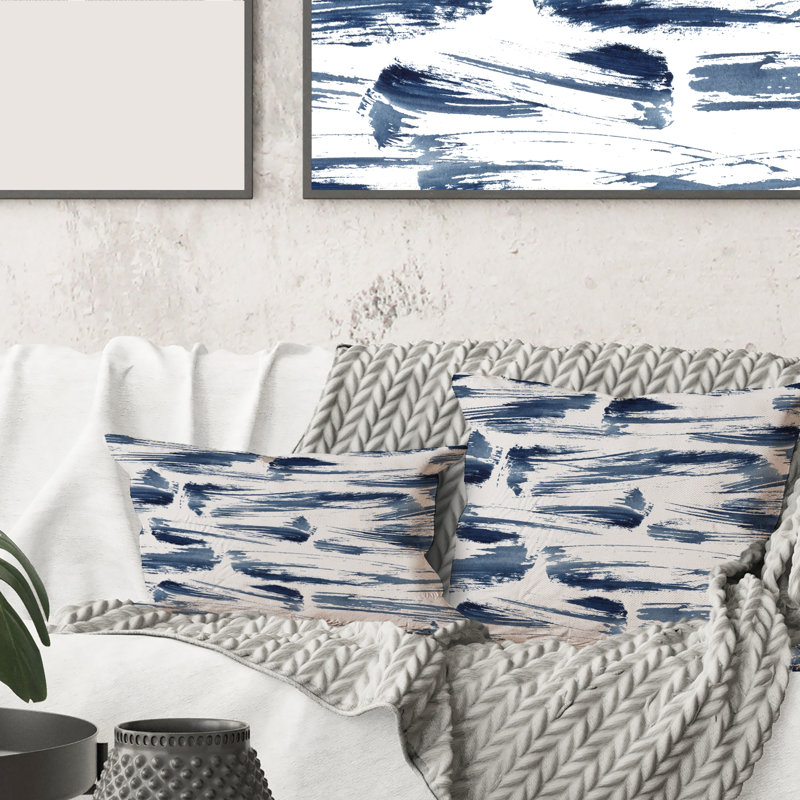 Texture abstraite bleu aquatique - coussin imprimé moderne, 18" x 18"