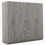 Garde-robe de chambre à coucher à 6 portes avec grands tiroirs, gris-778752771