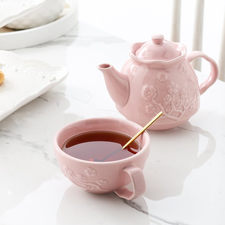 MALACASA Porcelain Tea Pot Set for One 11 Ounce Teapot 1 Piece