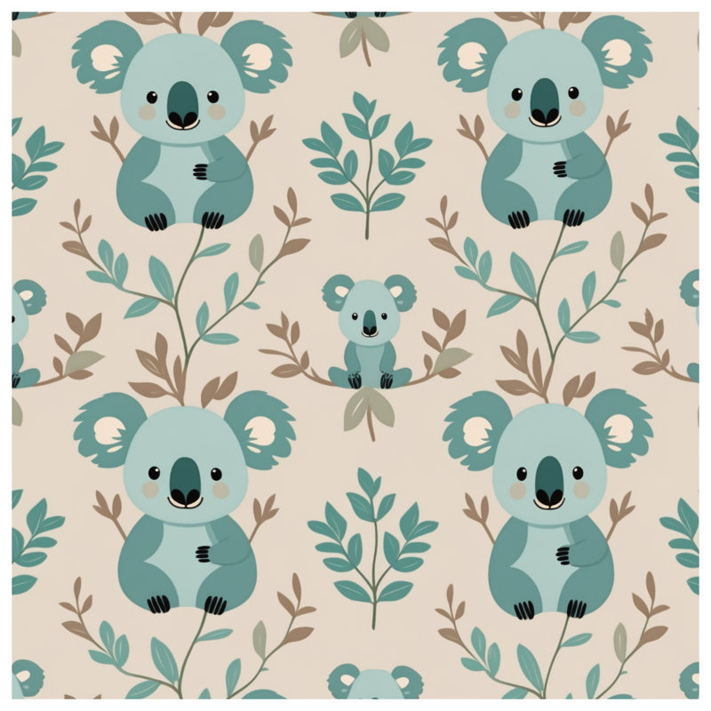 Mignon rideau de douche à motif koala très long, L 70 po x H 93 po