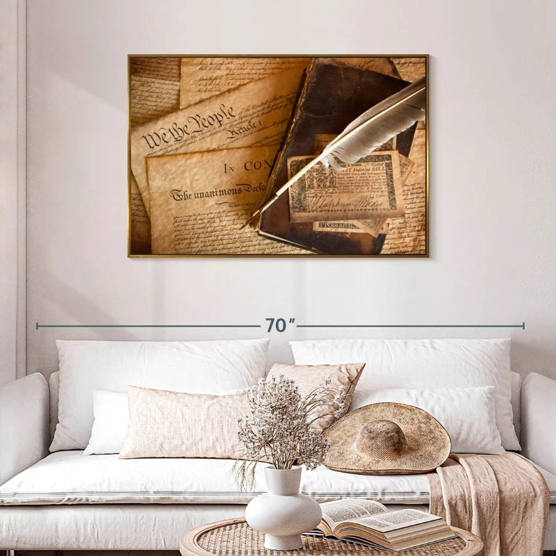 «Quill», Cadre flottant doré, 43 po x 29 po