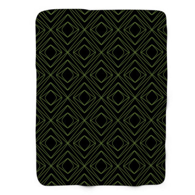 Olive Black Abstract - 1 Piece Premium Sherpa Blanket