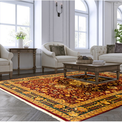 Agaran One-of-a-Kind 6' X 8'7" 2010s Wool Area Rug in Dark Red