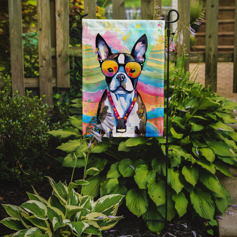 Drapeau de jardin Hippie Dawg, Boston-terrier