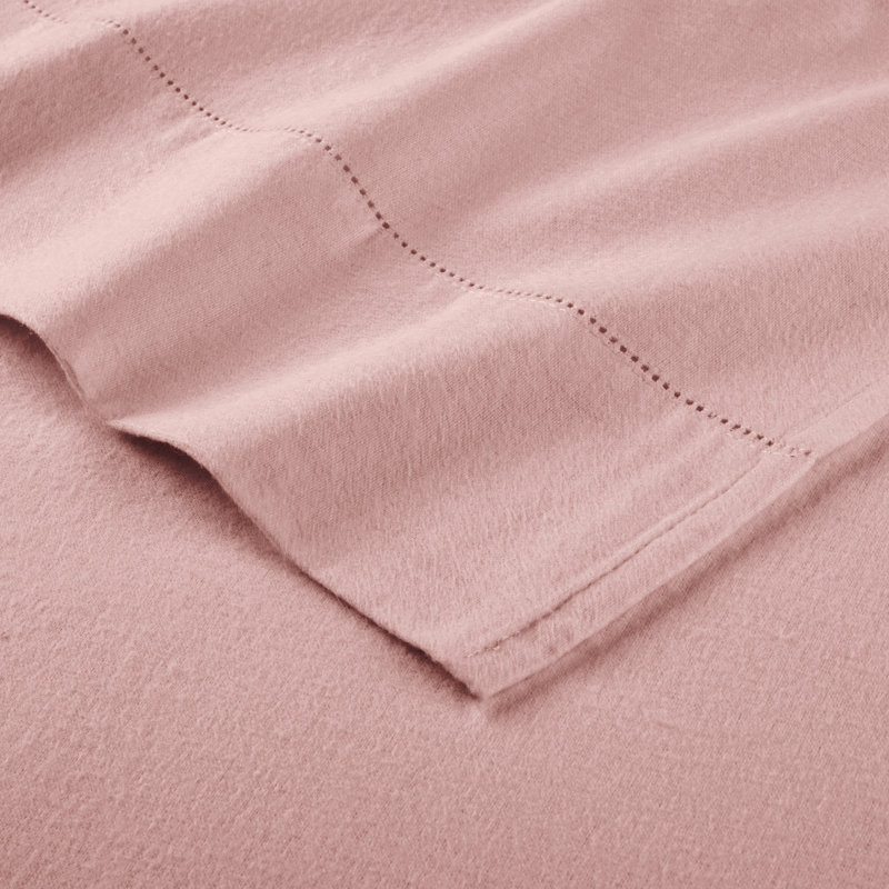 Ensemble de draps en coton flanelle profonde 180 pièces Pointehaven, Ensemble de draps pour grand lit avec 2 taies d'or, Rose