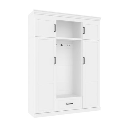 Modern 85.2'' Hall Tree with Bench, 3 Hooks & Multi-Storage Cabinet