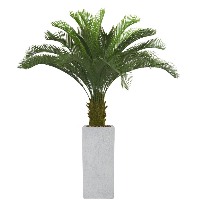 Palmier artificiel 63,6 po dans un pot de fleurs en pierre beige