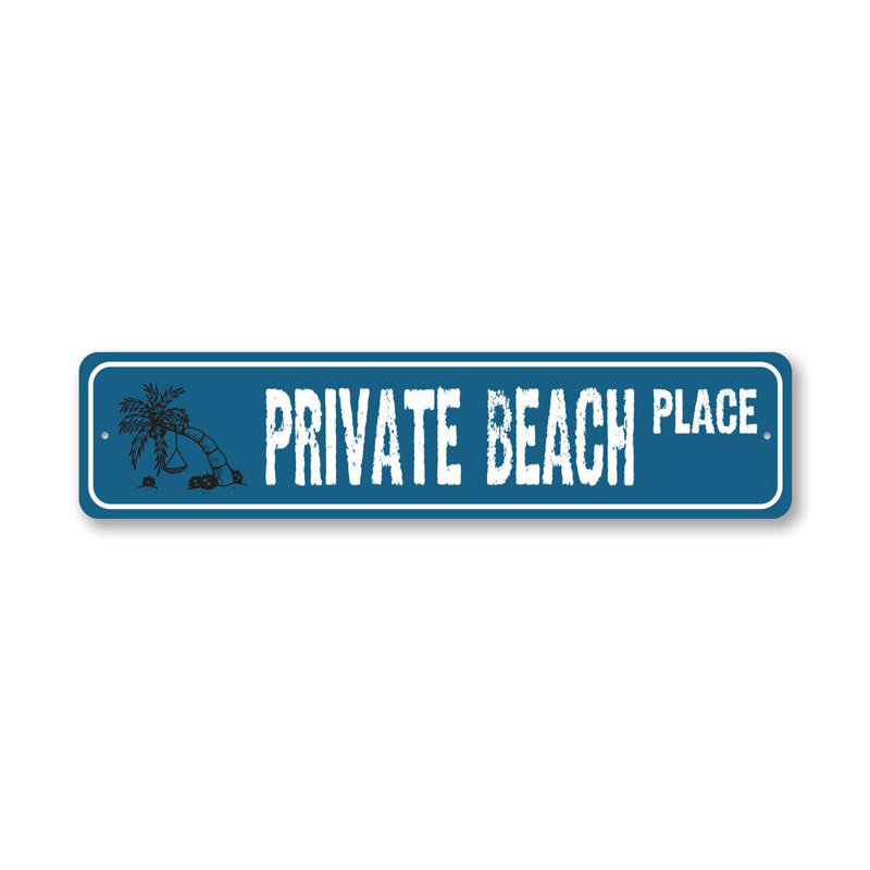 Plaque de plage privée en aluminium, H 4 po x l 18 po x P 0,04 po