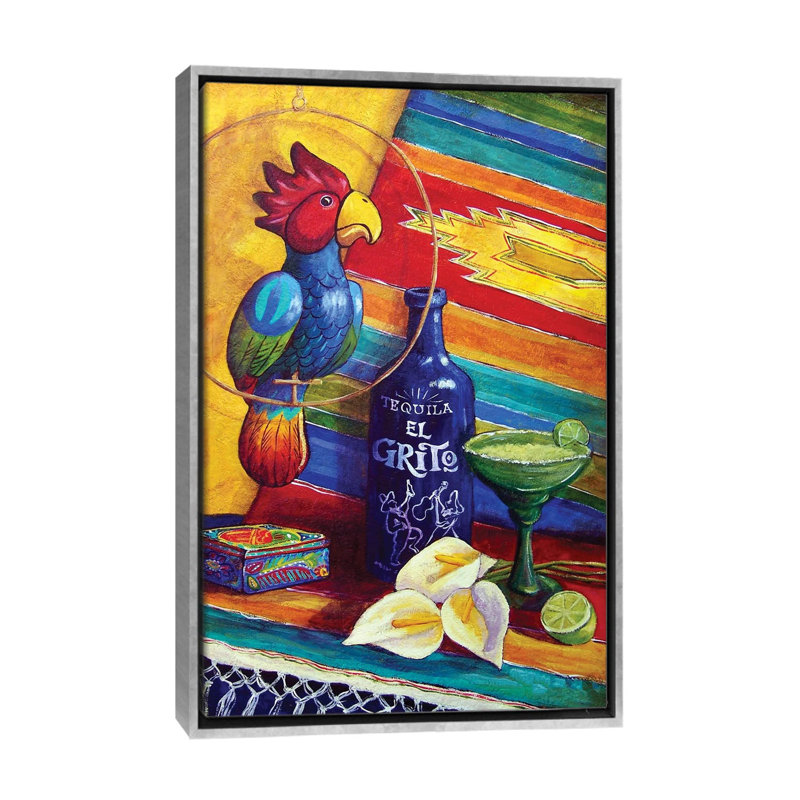 Reproduction d’art « Margaritaville » par Candy Mayer, Pas de tapis, H 26 po x l 18 po x 1,5 po, Toile avec cadre argenté