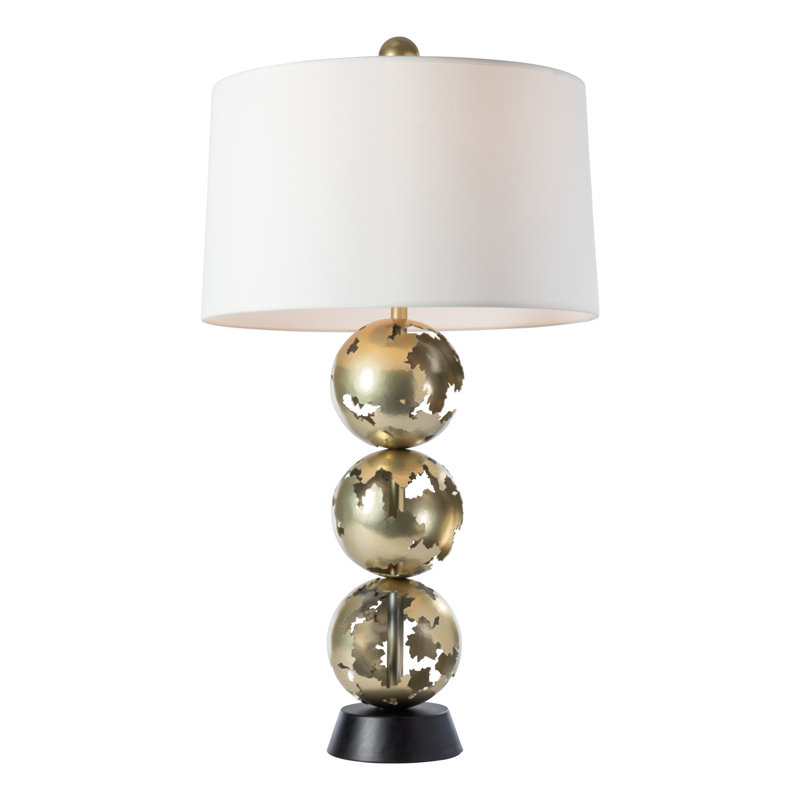 Pangea Tall Table Lamp, White, Modern Brass