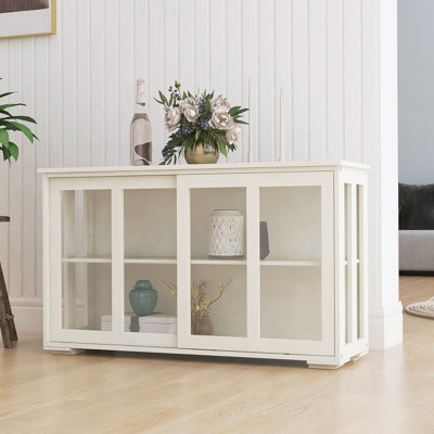 Armoire de rangement pour cuisine avec porte en verre - blanc