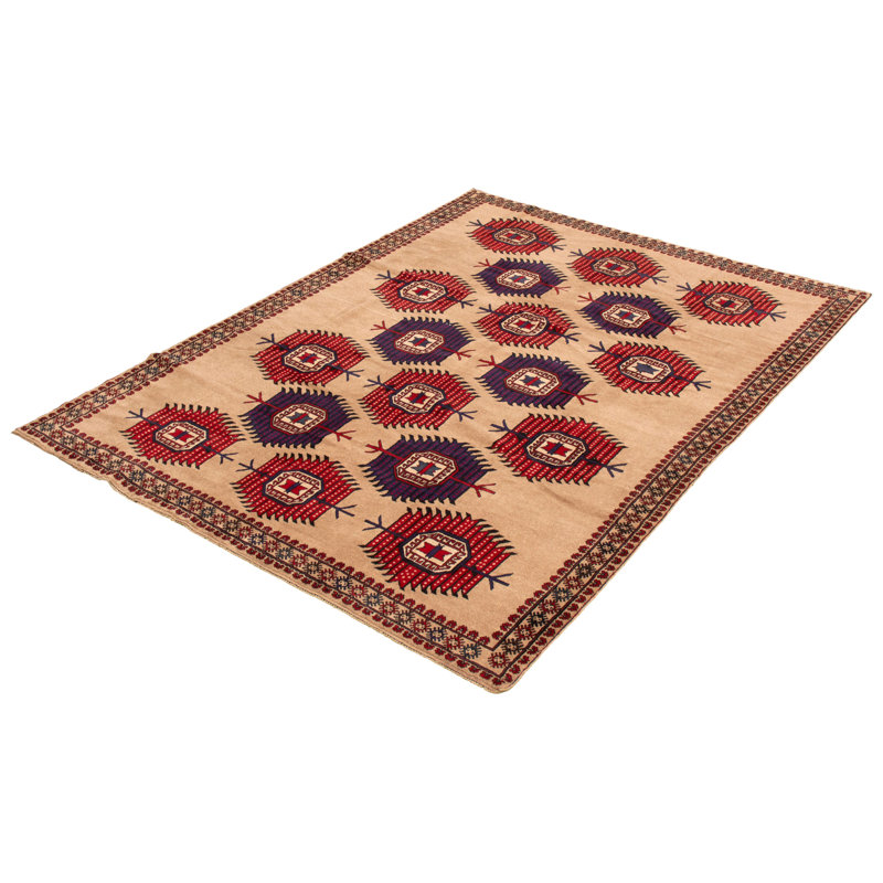 Tapis décoratif en laine de conception unique noué à la main New Age de 6 pi 10 po x 9 pi 4 po Celio
