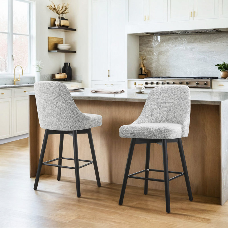 Luong Swivel 26'' Counter Stool, Cotton/Black
