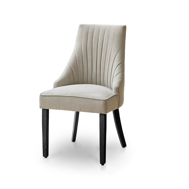45cm H Solid Wood Accent in Beige, Beige seat with Black legs