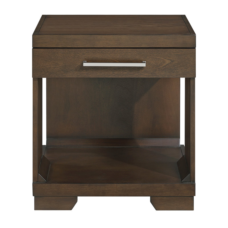 Table de bout au design moderne avec finition espresso et tiroir en queue d'aronde
