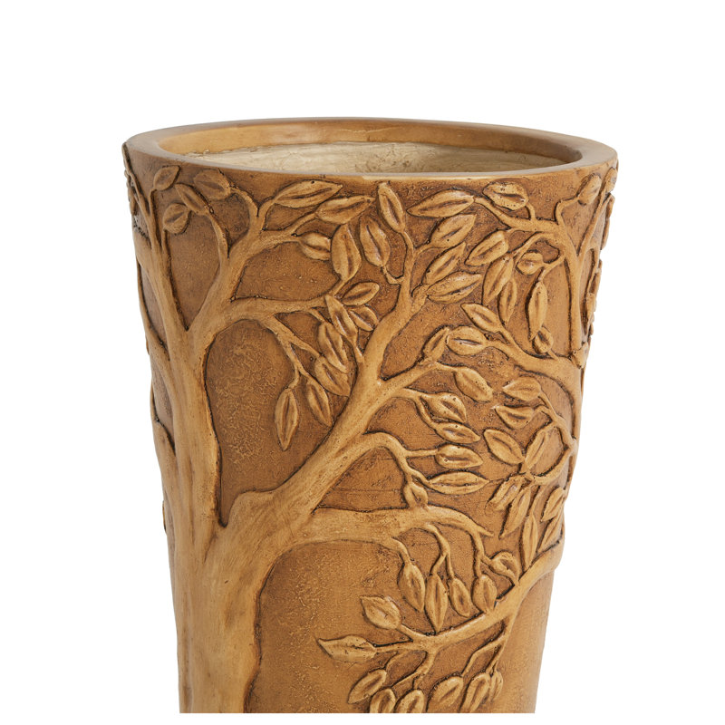 Grand pot à fleurs MGO en bronze antique avec emboutissement 3D de l'arbre de vie, intérieur / extérieur