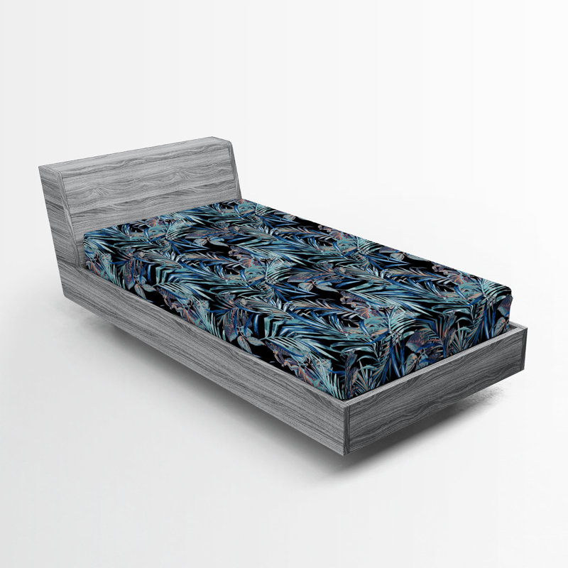 Drap-housse Ambesonne, Écume de mer, lavande foncé / floral, Drap-housse de taille simple
