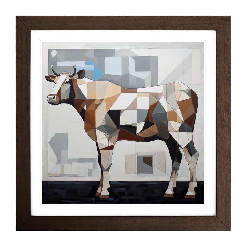 Cow Constructivism No.1 - Framed Print, Walnut