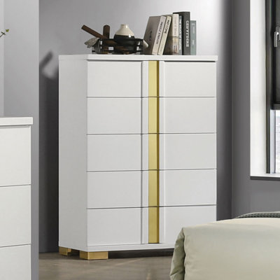 Lillestrom Contemporary Chest, White/Gold