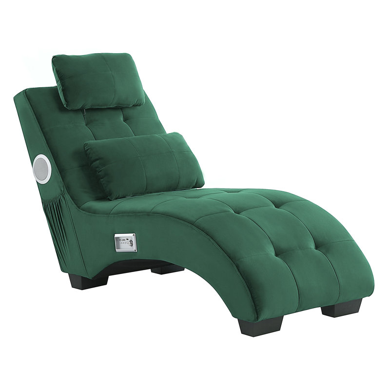 Nelms Velvet Chaise Lounge, Dark Green