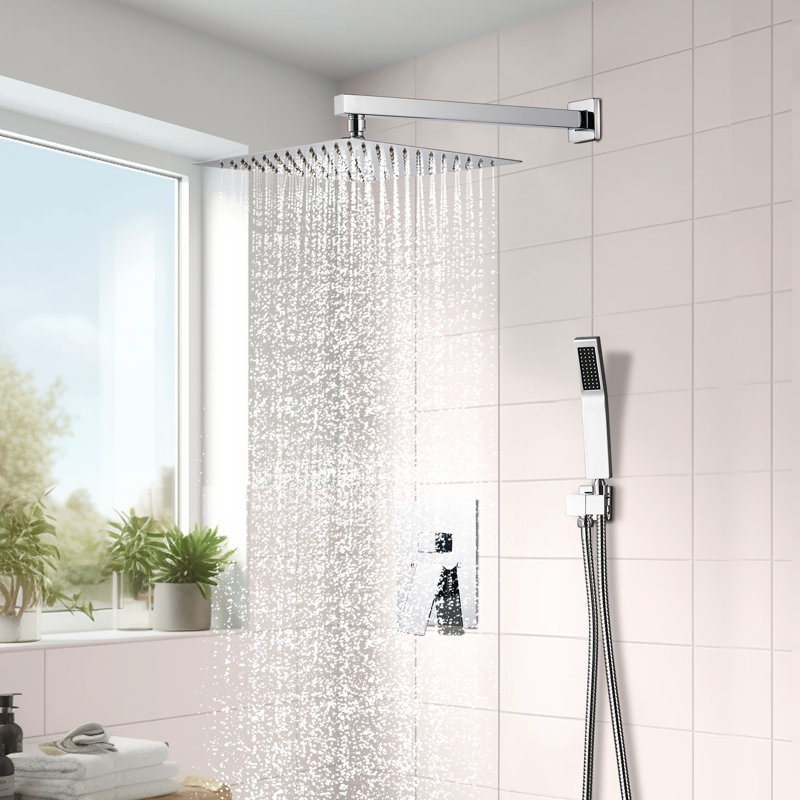 Système de douche complet avec pomme de douche 12 "et valve brute, Chrome