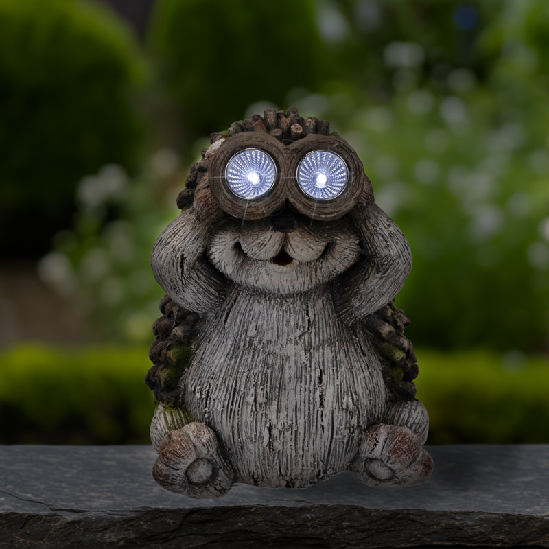 Statue de jardin lumineuse pour l'extérieur Hérisson avec jumelles