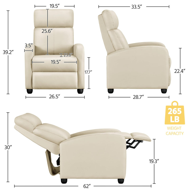 Fauteuil inclinable inclinable en cuir, Beige