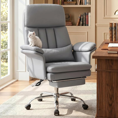 Faux Leather Executive Computer Chair Ergonomic Office Chair with footrest and Double-THick Padding Armrest