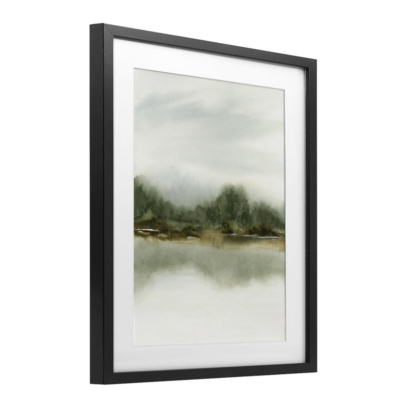 Reproduction encadrée sous verre «Embraces vert», conception par 1x, Cadre noir minuit, H 16 po x l 13 po
