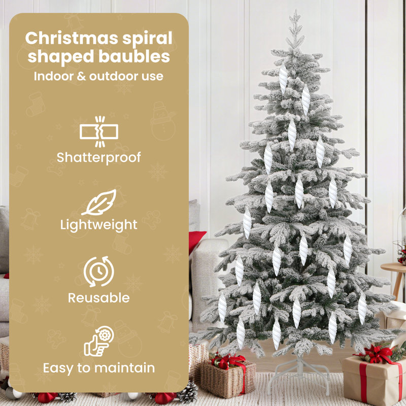vidaXL Christmas Spiral Shape Ball, White