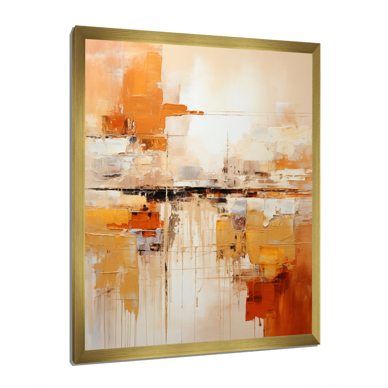 Glam Orange Beige Collage II - Fashion Framed Wall Art, Gold Picture Frame, 20" H x 12" W
