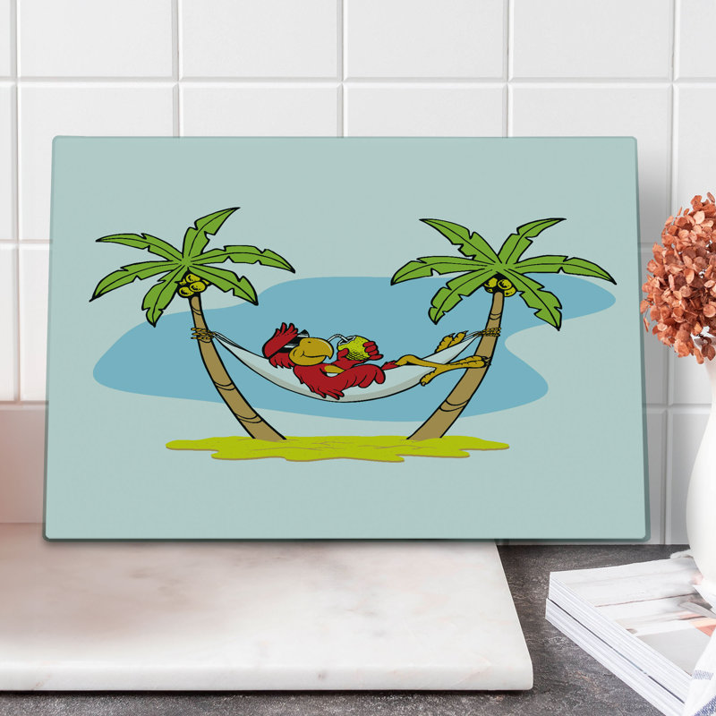 Ambesonne Beach Cutting Board Large Size Hammock Palm Tree Shade Multicolor